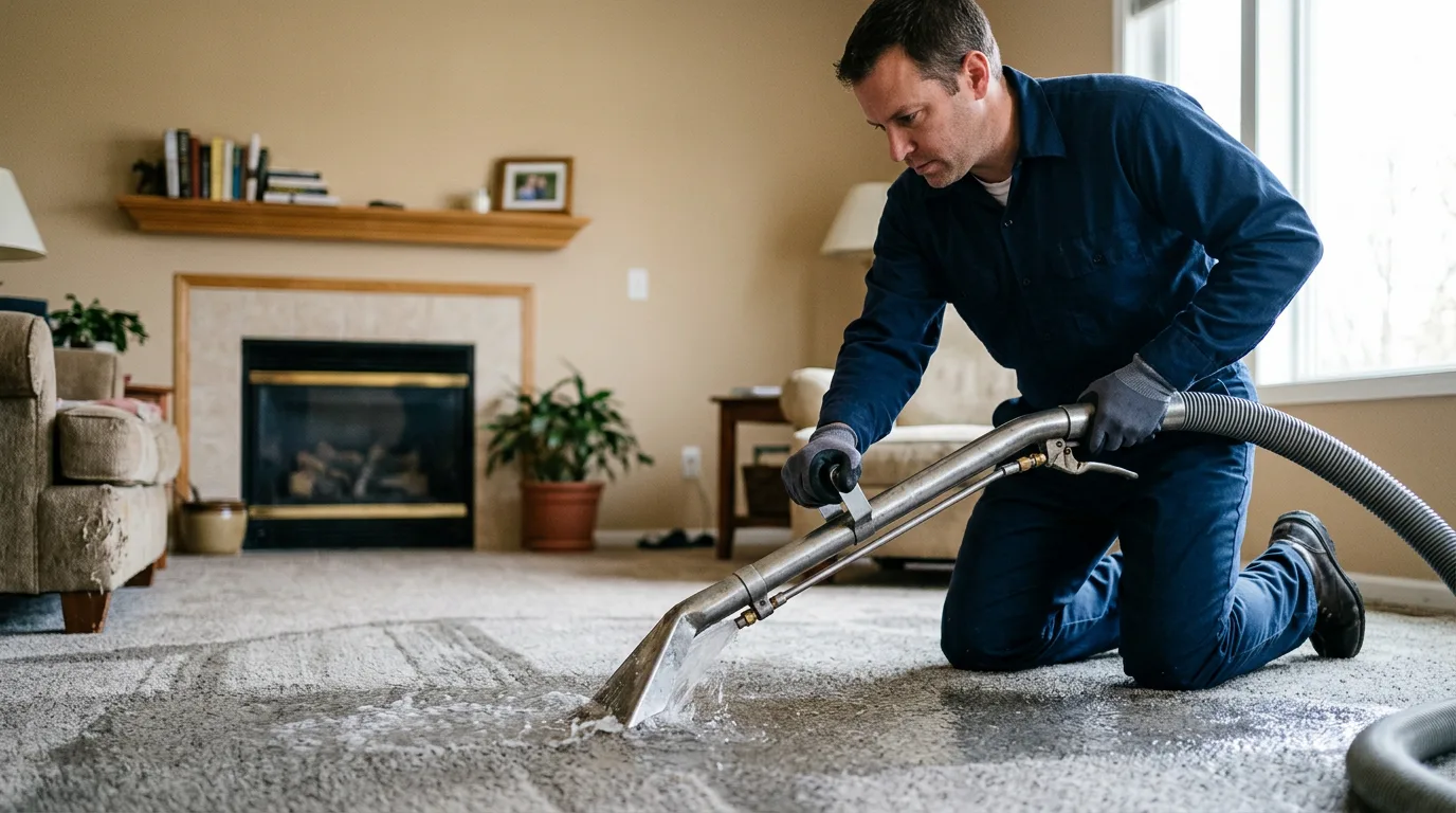 Water damage restoration technician working near Noble, OK